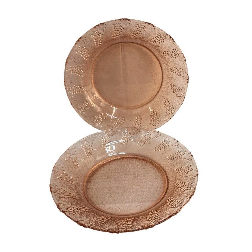 KIG Indonesia, Depression Pink Glass Serving Bowl, Salad, Fruit Harvest Grape S